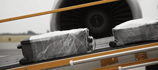 Airport Conveyor Belt Moving Luggage
