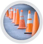 Orange construction cones