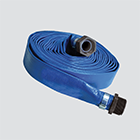 1" x 25' Blue Standard-Duty PVC Layflat Discharge Hose Assembly — Poly Coupling