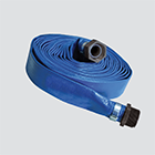 1" x 100' Blue Standard-Duty PVC Layflat Discharge Hose Assembly — Poly Coupling