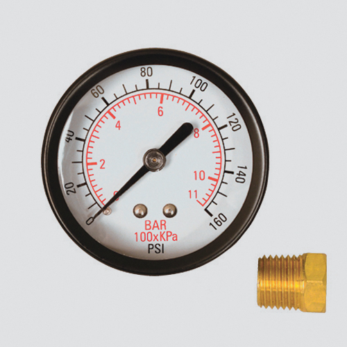 2" 160 PSI Dry Pressure Gauge — 1/8" Male Pipe Thread Center Back Mount