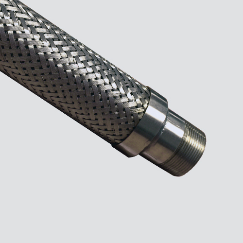 2" x 18" Stainless Steel Single Overbraid Metal Hose Assembly