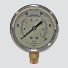 2-1/2" 100 PSI Glycerine Filled Pressure Gauge — 1/4" Male Pipe Thread Lower Mount
